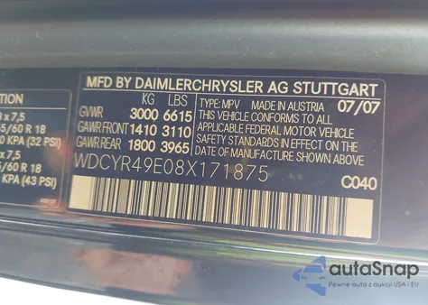 2008 Mercedes-Benz G 500 4Matic z USA, uszkodzony, nr VIN WDCYR49E08X171875